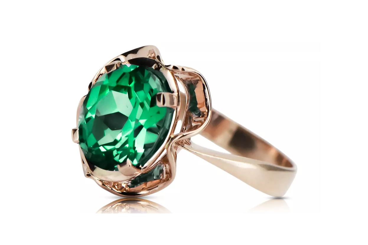 Original Vintage 14K Rose Gold Emerald Ring Vintage vrc206r Original Vintage 14K Rose Gold Emerald Ring Vintage vrc206r
